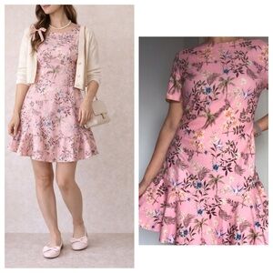 Pink Floral Mini Dress M Coquette Soft Girl Cottagecore Fit & Flare Summer